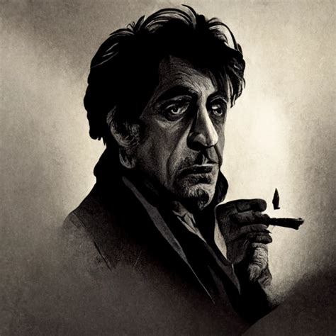 Al Pacino In A Dark Room Cigar Whisky Books Guns Midjourney