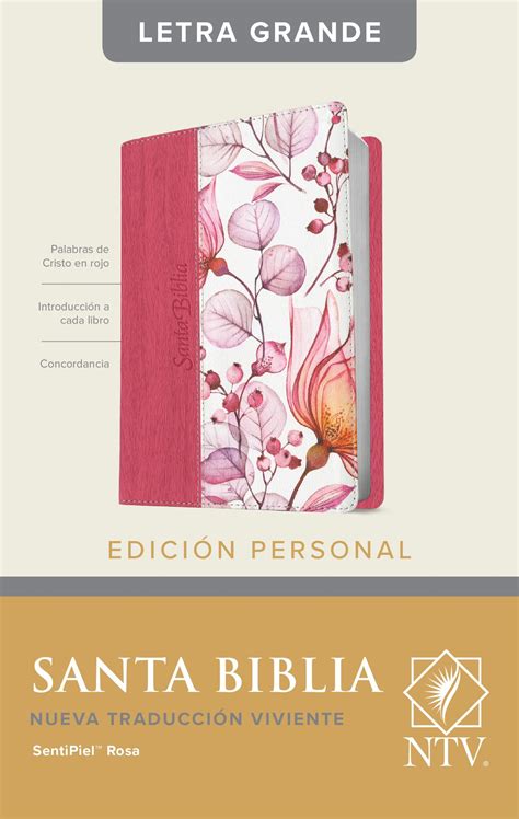 Biblia Ntv Letra Grande Con Indice Tapa Pielrojo Y Rosa Libreria Pan