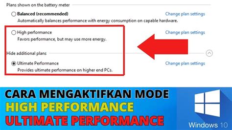 Cara Mengaktifkan Mode High Dan Ultimate Performance Windows Youtube