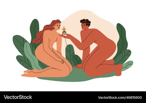 Love And Intimacy Between Naked Woman Man Vector Image