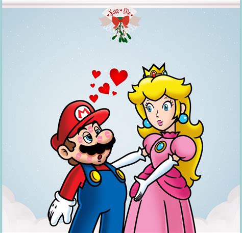 Mario And Princess Peach Mistletoe Kiss By Leonsart933838 On Deviantart