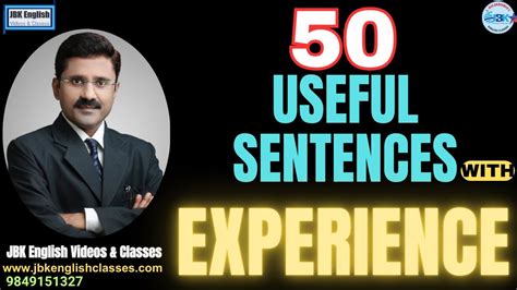 Sentences With Experience By Jbk English Videos Classes Jbk