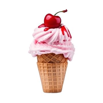 Ice Cream Cone With Cherry On Top Ice Cream Dessert Ice PNG