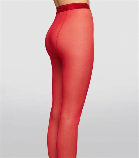 Womens Wolford Red X Amina Muaddi Thong Back Seam Tights Harrods Us