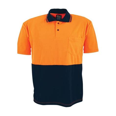 Hi Vis Polo S/S - ORANGE NAVY