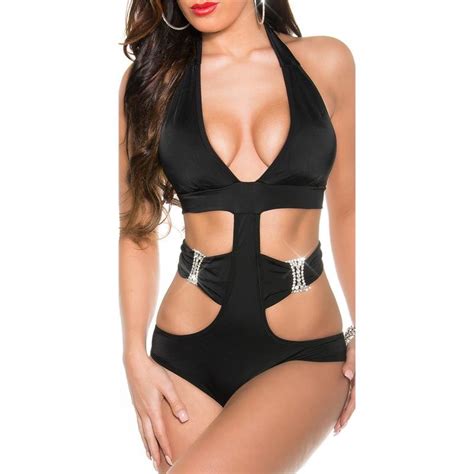 Sexy Neckholder Monokini Mit Strass Beachwear 2395