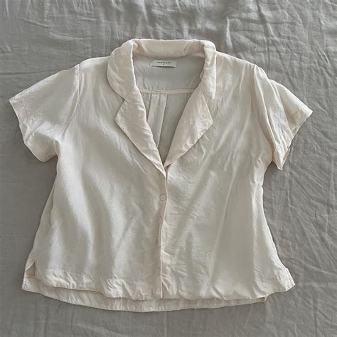 Pale Pink Nude Lucy Top Low Cut Button Down With Depop