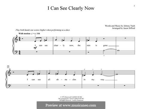 I Can See Clearly Now By J Nash Sheet Music On Musicaneo