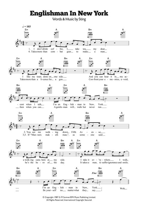 Englishman In New York | Sheet Music Direct