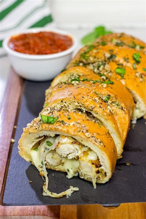 Chicken Parm Stuffed Garlic Bread | Two comfort food favorites in one!