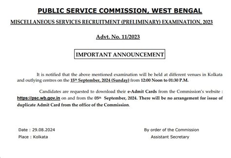 Wbpsc Miscellaneous Exam Date 2024 Out Check Exam Schedule Here