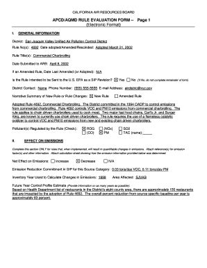 Fillable Online Arb Ca Apcd Aqmd Rule Evaluation Form California Air