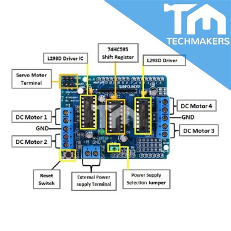 L293D L293 293 DC Motor Driver Control Shield 74HC595 Expansion Board