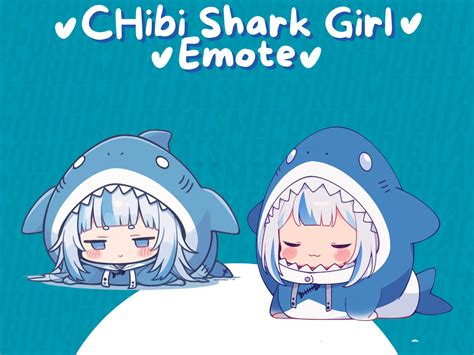 Cute Chibi Shark Girl Girl Emote Cute Shark Emote Rosy Cheek Girl