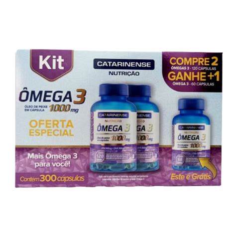 Kit Ômega 3 1000mg Catarinense 300 Cápsulas Ômega 3 Óleo de Peixe