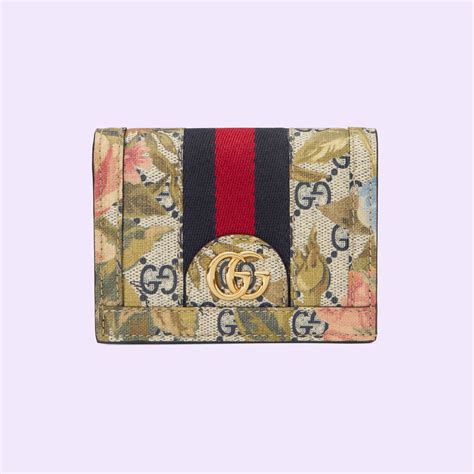 Ophidia Gg Flora Card Case Wallet In Multicolor Gg Supreme Flora