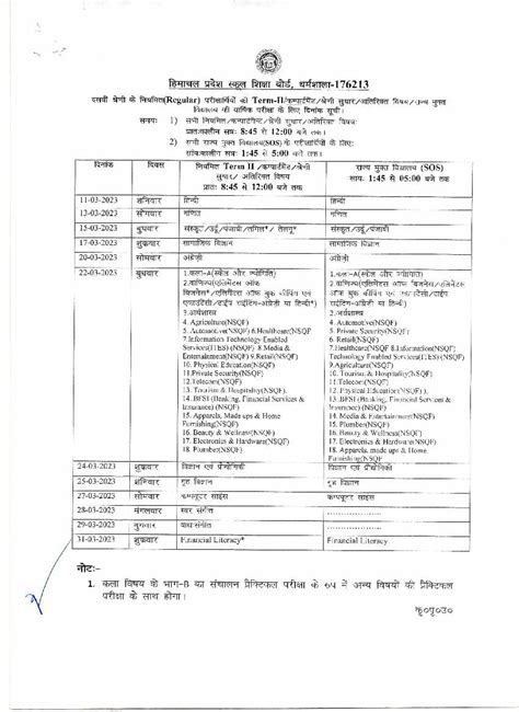 Hp Board Th Date Sheet Released For Term Check Hpbose