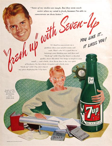 1946 7up Soda Ad 1940s College Student Fresh Up With Seven