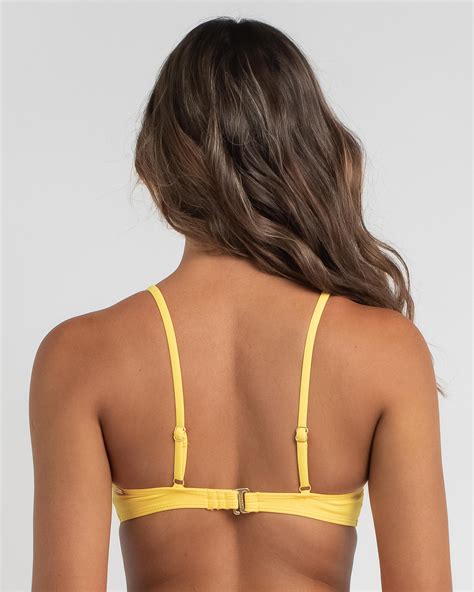 Topanga Kenny Twist Bralette Bikini Top In Lemon FREE Shipping