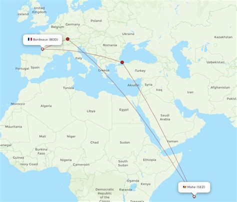 All Flight Routes From Bordeaux To Mahe Island Bod To Sez Flight Routes