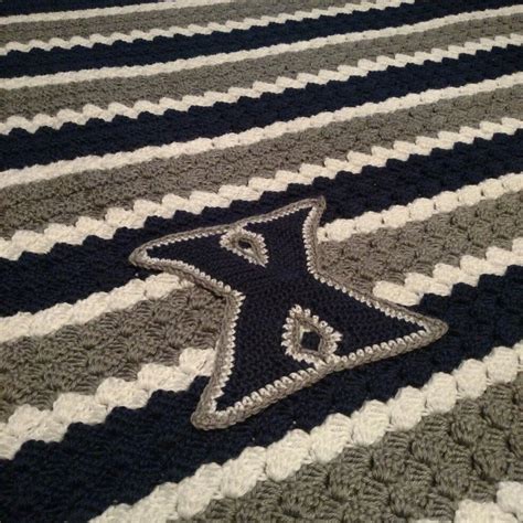 Dallas Cowboys Crochet Blue Grey And White Blanket Multiple Etsy