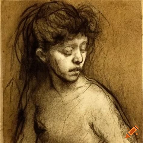 Charcoal Drawing Of Girl With Flowing Hair On Craiyon