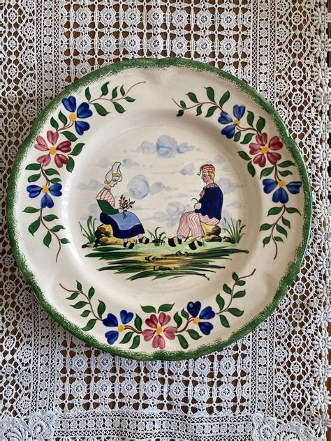 Vintage Gabriel Fourmaintraux Desvres France Hand Painted Etsy