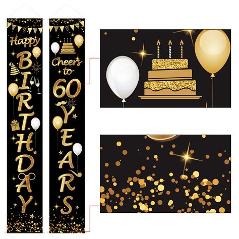 2 Pieces 60th Birthday Party Decorations Cheers To 60 Years Banner 60th