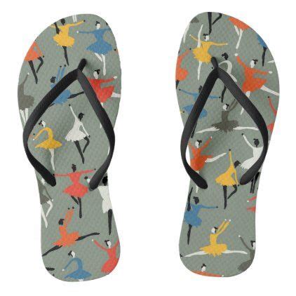 Diversity Ballerinas In Colorful Outfits Pattern Flip Flops Colourful