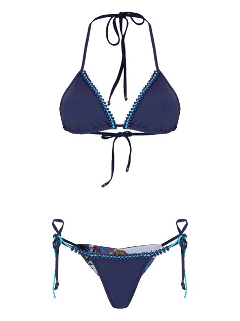 Amir Slama Beaded Triangle Bikini Set Blue FARFETCH UK