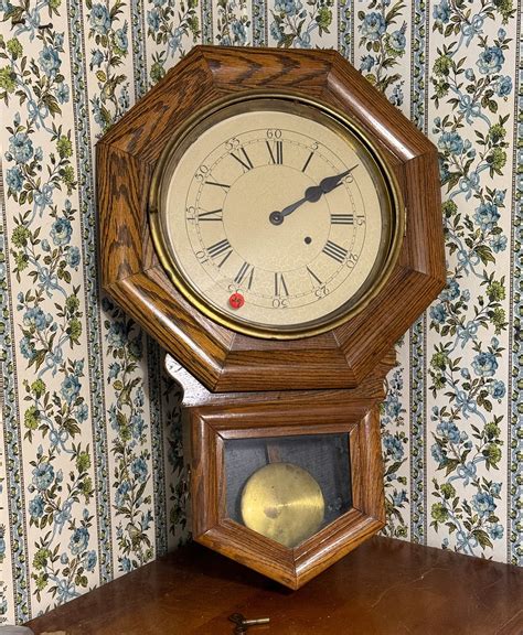 Antique Oak Regulator Clock 1855133