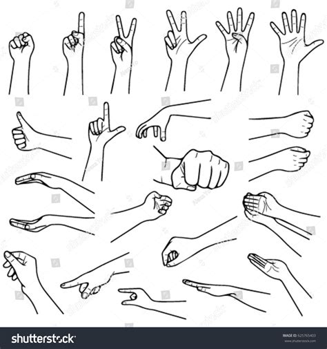 Set Hand Gestures Outline vector de stock libre de regalías