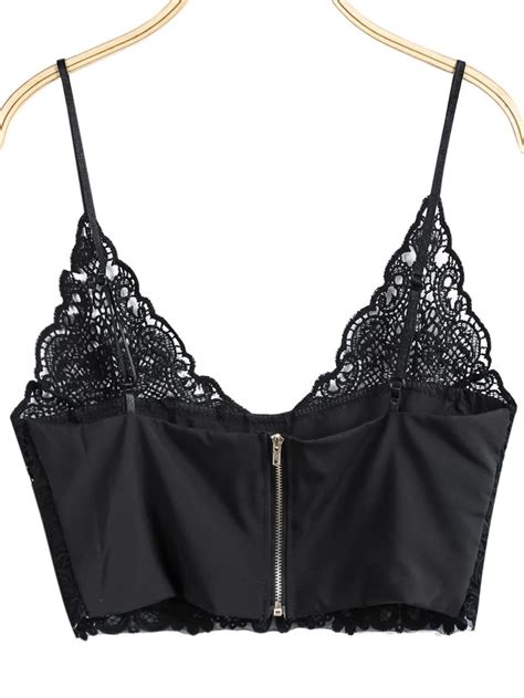 Lace Cami Strap Lingerie With Zipper Back SheIn Sheinside