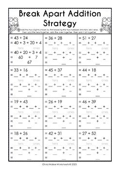 Break Apart Addition Strategy Worksheets And Printables By Olivia Walker