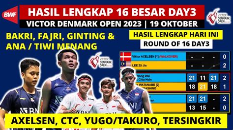 Hasil Lengkap Denmark Open 2023 Day3 Hari Ini Ginting Fajri Bakri