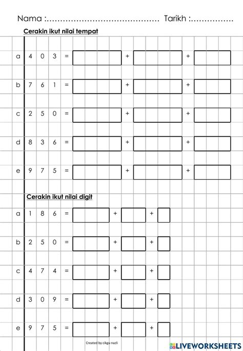 Matematik Tahun 2 Cerakin Nombor 734451 Nazliearifin