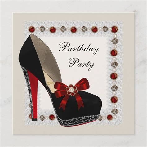 Ruby Red High Heel Shoe Birthday Party Invitations Zazzle Red High