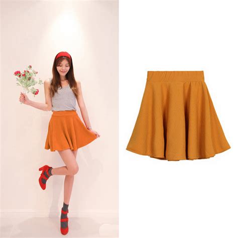 Fashion Women A Line High Waist Short Skater Plain Dress Pleated Mini