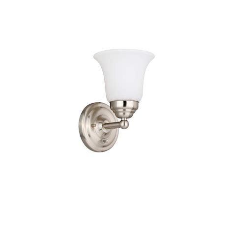 Hampton Bay Ashurst 1 Light Brushed Nickel Wall Sconce With Switch Jib8401ax 02bn The Home Depot