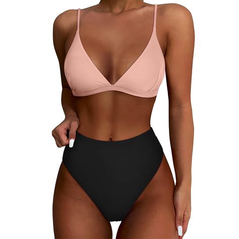 Kddylitq Women High Waisted High Cut Bikini Set Sexy Triangle Two Piece