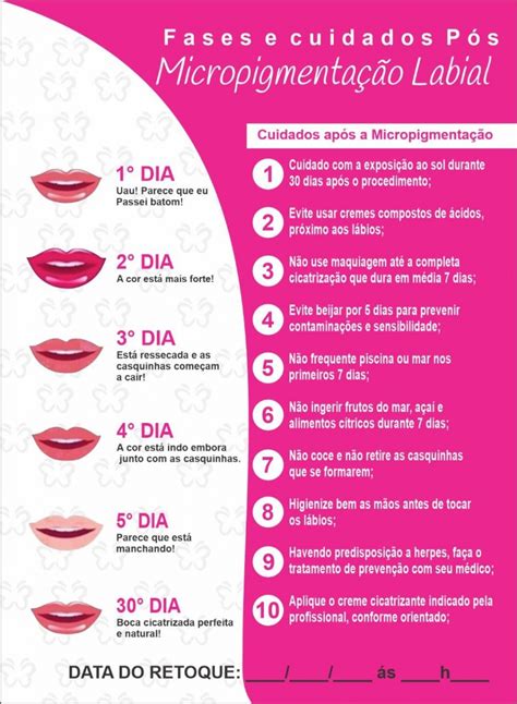 Ficha Fases E Cuidados P S Micropigmenta O Labial Folhas