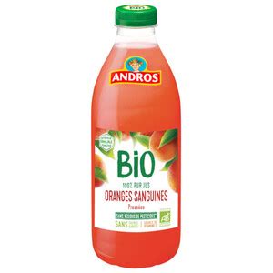 Andros 100 pur jus d oranges sanguines pressées bio 75cl Monoprix