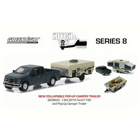 Ford F 150 Pickup Truck And Pop Up Camper Trailer Blue Greenlight