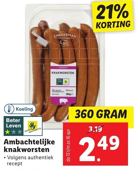 Ambachtelijke Knakworsten Gram Aanbieding Bij Lidl