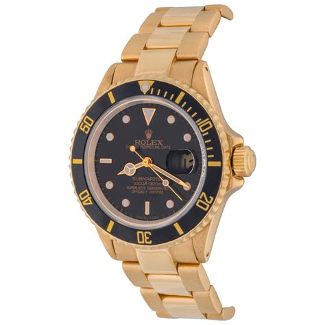 Rolex Yellow Gold Submariner Wristwatch Ref 16808 At 1stDibs Gold