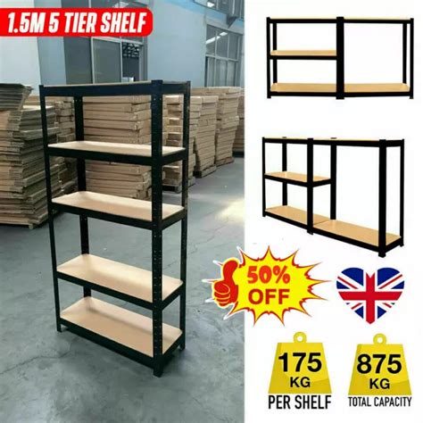 GARAGE RACKING 5 Tier Shelving Unit Boltless Heavy Duty Metal Shelf