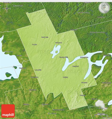 Physical 3d Map Of Kawartha Lakes Satellite Outside