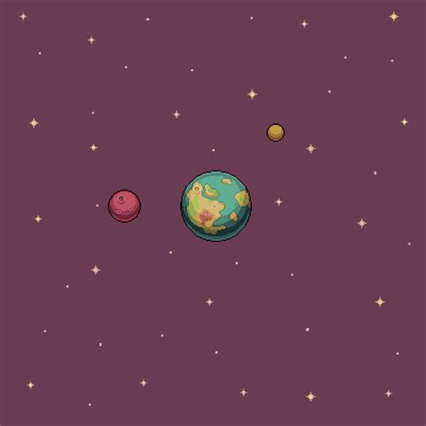 Pixel art wallpaper planet and stars in space. 8bit game background ...