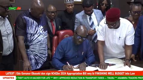 Edo Govunor Obaseki Don Sign N342bn 2024 Appropriation Bill Wey Bi