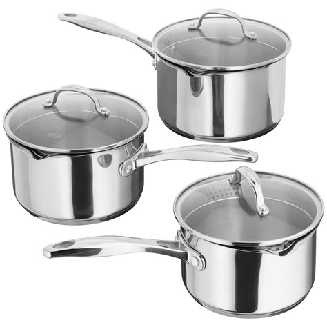 stellar   piece saucepan set  glass lids saucepans